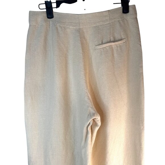 ZARA Womens Small Linen Beige Wide-Leg Pants - Picture 12 of 12